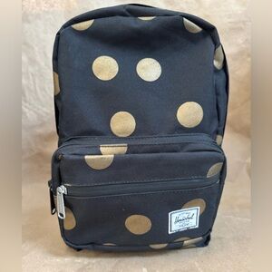 Herschel Supply Company Nova Mini Backpack in Black and Gold Polka Dots. 15.5L